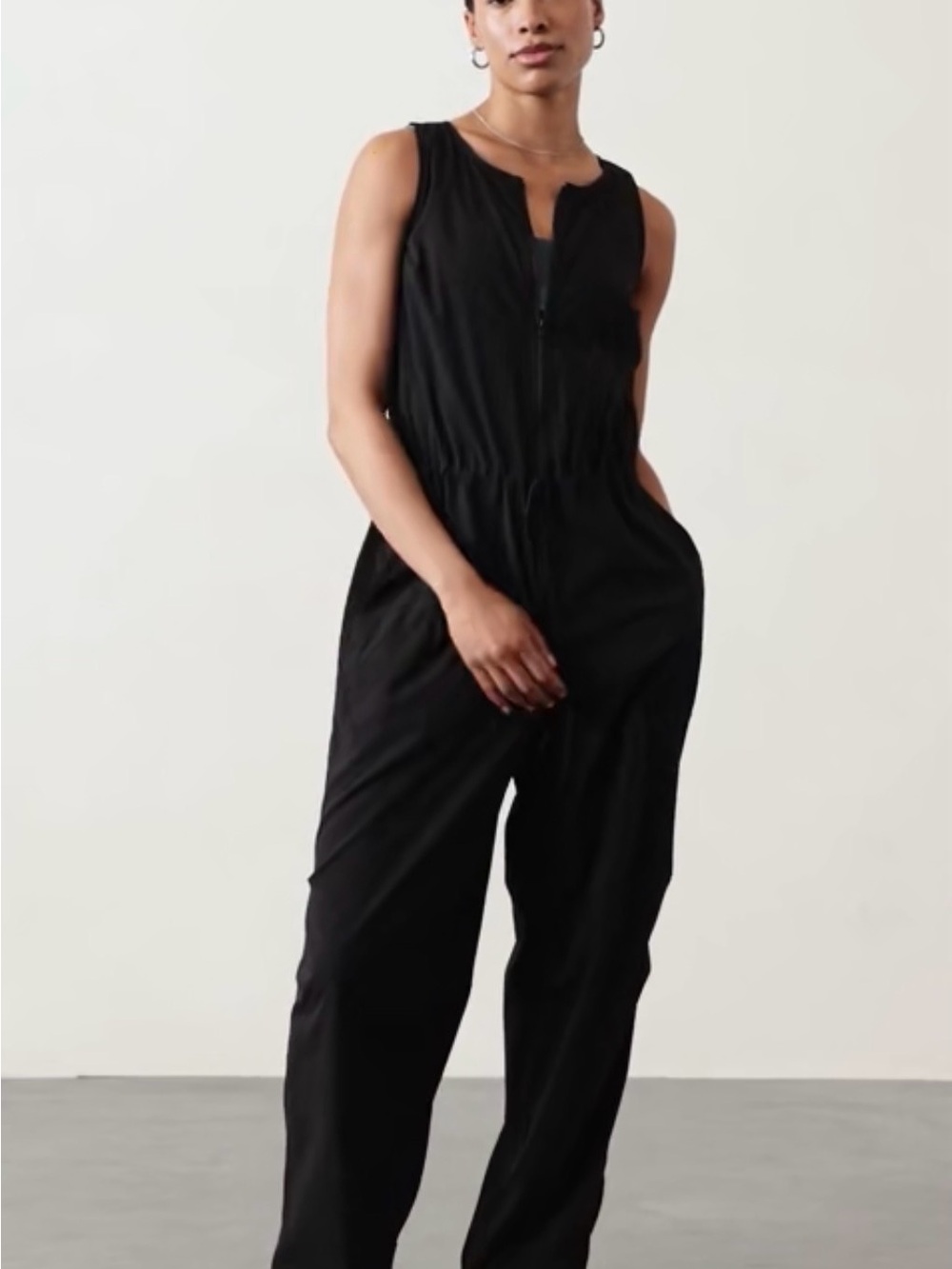 ATHLETA Flex Black Sleeveless Utility Jumpsuit - Women Size MEDIUM